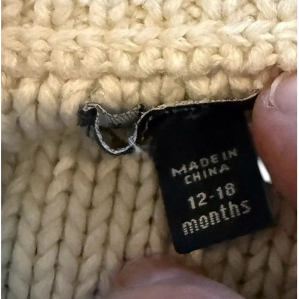 GAP Baby Cable Knit  Sweater Ivory  Boy Size 12-18 Months